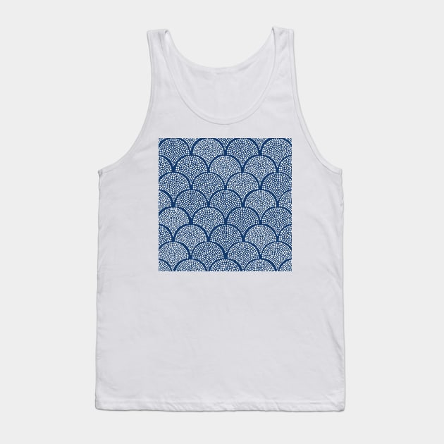 Japanese Fish Scales / Indigo Texture Tank Top by matise